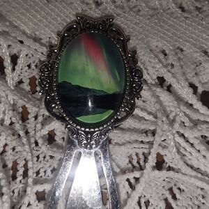 Bookmark Style Hair Accessory Clip / Barrette With Northern Lights Cabochon